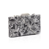 Side view grey Mia Embroid Floral Clutch Bag