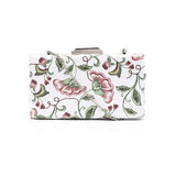 Front view pink Mia Embroid Floral Clutch Bag