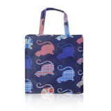 Front view dark blue Kitty Pattern Foldaway Shopper Bag