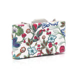 Side view blue Mia Embroid Floral Clutch Bag
