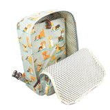 Open view grey Doggy Print Canvas Rucksack