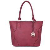 Front view red Lila Shopper Bag With Charm