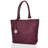 Side view fuchsia Lila Shopper Bag With Charm