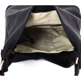 Black Tori V Slouch Tote Bag lying sideways open