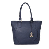Front view navy Lila Shopper Bag With Charm