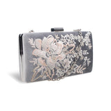 Side view silver Elis Embroid Clutch Bag