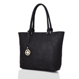 Side view black Lila Shopper Bag With Charm