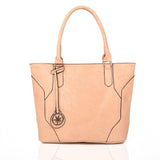 Front view beige Lila Shopper Bag With Charm