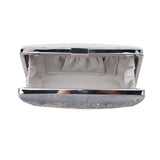 Top view open silver Elis Embroid Clutch Bag