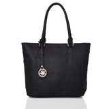 Front view black Lila Shopper Bag With Charm