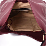 Red Tori V Slouch Tote Bag lying sideways open
