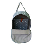 Front view open grey Star Print Canvas Backpack
