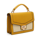 Side view yellow Charnelle Mix Material Front Lock Bag