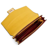 Top view open yellow Charnelle Mix Material Front Lock Bag