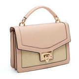 Side view nude Charnelle Mix Material Front Lock Bag