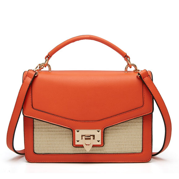 Front view red Charnelle Mix Material Front Lock Bag