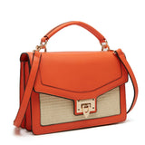 Side view red Charnelle Mix Material Front Lock Bag