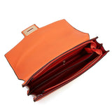 Top view open red Charnelle Mix Material Front Lock Bag