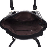 Tope view open black Luna Stud Wing Tote Bag