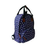 Side view navy blue Heart Print Backpack