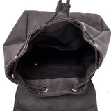 Top view open dark grey Foldover Tassel Backpack