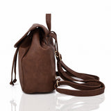 Side view brown Foldover Tassel Backpack