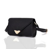 Side view black Embroidered Envelope Style Crossbody Bag