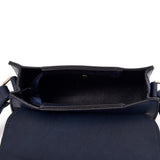 Top view open blue Embroidered Envelope Style Crossbody Bag