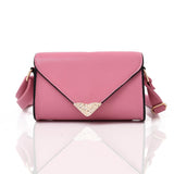 Front view pink Embroidered Envelope Style Crossbody Bag