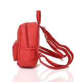 Side view red Eloise Quilted Rucksack