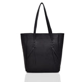 Front view black Sammi Cross Stitch Shopper Bag