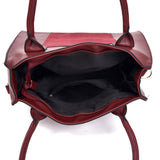 Top view open red Louise Front Panel Shopper Bag