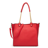 Front view red Hallie Tote Bag