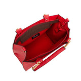 Top view open red Hallie Tote Bag
