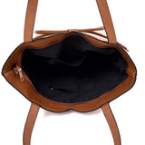 Top view open tan Artemis Bow Shoulder Bag