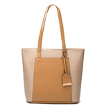 Front view tan Two Tone Travel Tote Bag