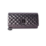 Front view pewter Eleanor Quilted Shimmer Crossbody Bag