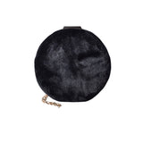 Front view black Evaine Circle Fur Crossbody Bag