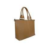 Side view camel Willow Winged Tote Bag