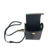 Top view black Quilted Hands Free Body Bag
