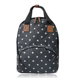 Front view black Star Print Canvas Backpack