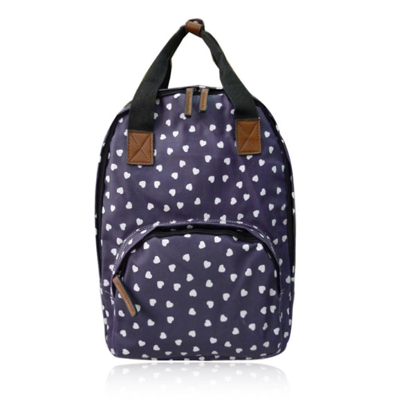 Front view navy blue Heart Print Backpack