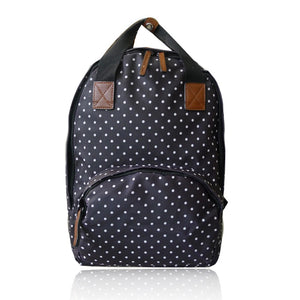Front view black Polka Dot Canvas Backpack