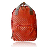 Front view red Polka Dot Canvas Backpack