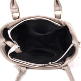 Top view open grey Connie Metal Badge Tote Bag