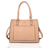 Front view beige Haidee Front Pocket Tote Bag