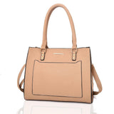 Side view beige Haidee Front Pocket Tote Bag