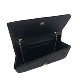 Open view black Amelia Evening Purse With Metal Decor