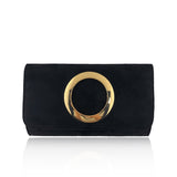 Front view black Amelia Evening Purse With Metal Decor
