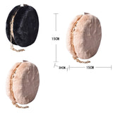 Collection of Evaine Circle Fur Crossbody Bags with measurements